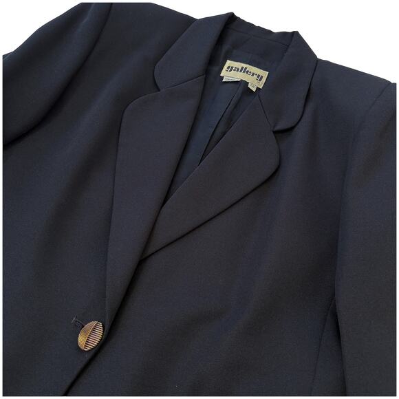 VTG 80s 90s Gallery Blazer Womens Sz 12 Black | Power Structured Shoulders - Picture 3 of 8